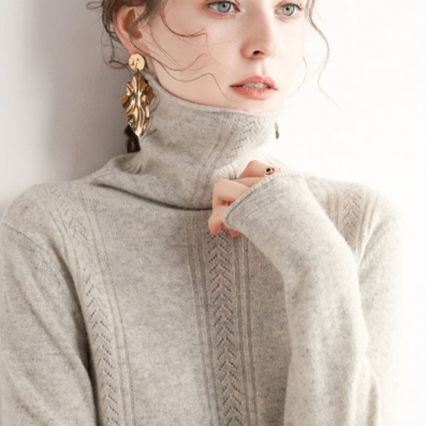 

elegant female 2020 winter new cashmere of women sweater fashionable turtleneck ladies loose pullovers, White;black