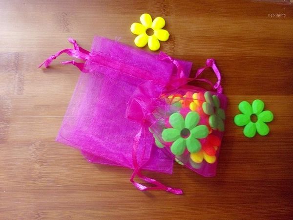

gift wrap 20*30cm 100pcs organza bag rose red drawstring jewelry packaging bags for /gift//candy small transparent yarn1