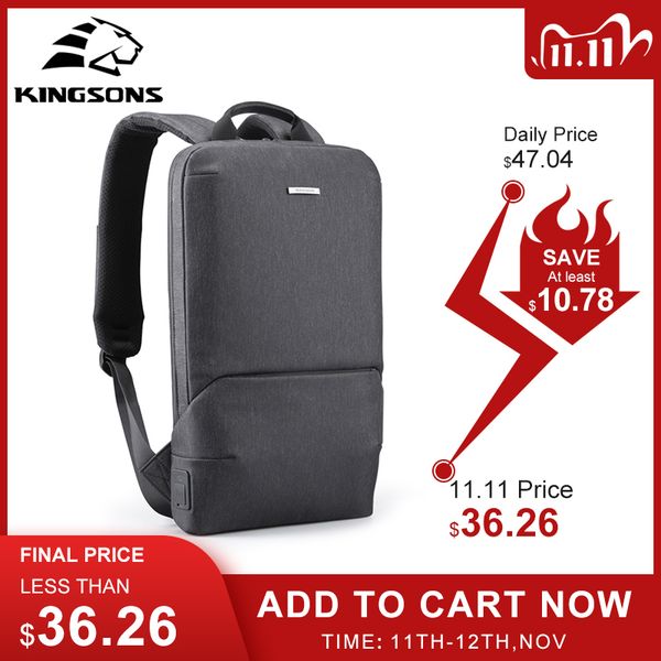 

kingsons slim lapbackpacks men 15.6'' office work women backpack business bag gray ultralight backpack thin back pack