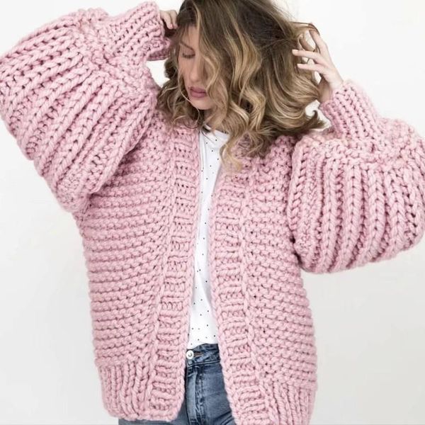 

hairball knitted cardigan casual o neck long lantern sleeve pink cardigan jumper 2018 autumn winter women oversized sweater1, White;black
