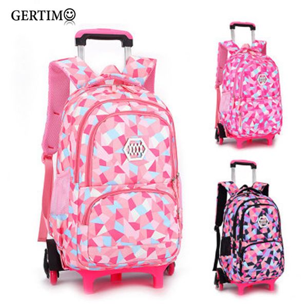 

travel backpack for children girls trolley schoolbag primary child orthopedic school bagpacks with wheels;sac a dos enfant fille y200706