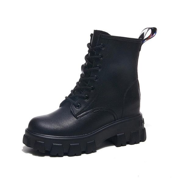 

зима женщина мотоцикл сапоги из натуральной кожи платформы площадь увеличения высоты cross tie martin загрузочной классные женская обувь 202, Black