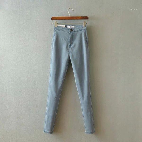 

2020 spring new style women brand casual high waist jeans femme slim denim trousers elastic skinny denim pencil pants1, Blue
