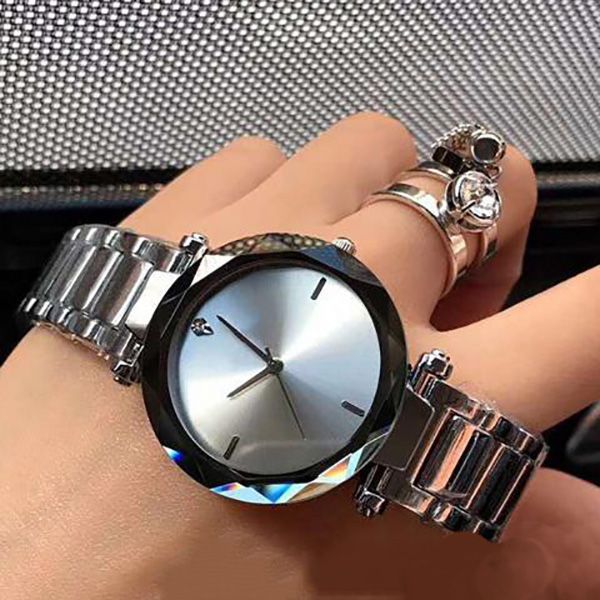 

2020 new fashion stainless steel waterproof gift clock brand women's dress watch stainless steel quartz drill 34mm watch wholesale, Slivery;brown