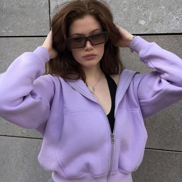 

women's jackets casual loose long sleeve sweat coat solid hoodies jacket women autumn winter oversized overcoat ladies zipper 2021, Black;brown