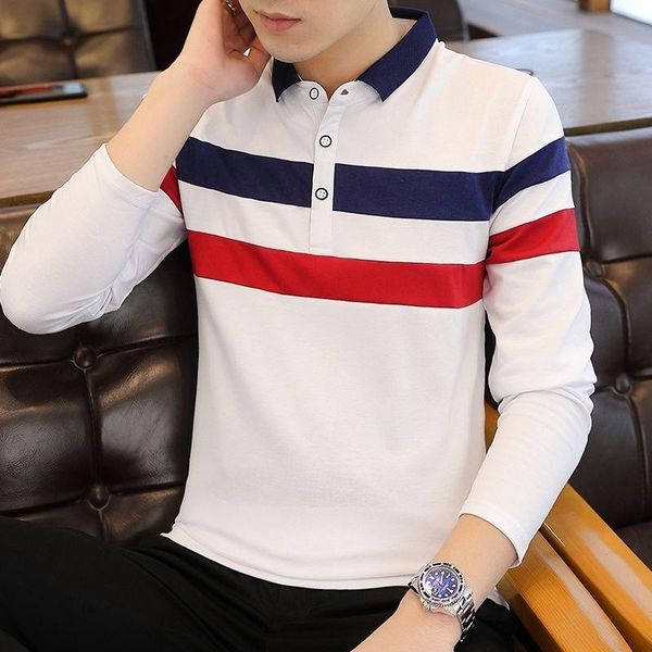 

чистый хлопчатобумажный / осень новый мужской длинно рукава футболка для рубашки корейский тонкий рубашка модная мужская одежда базовая руба, White;black