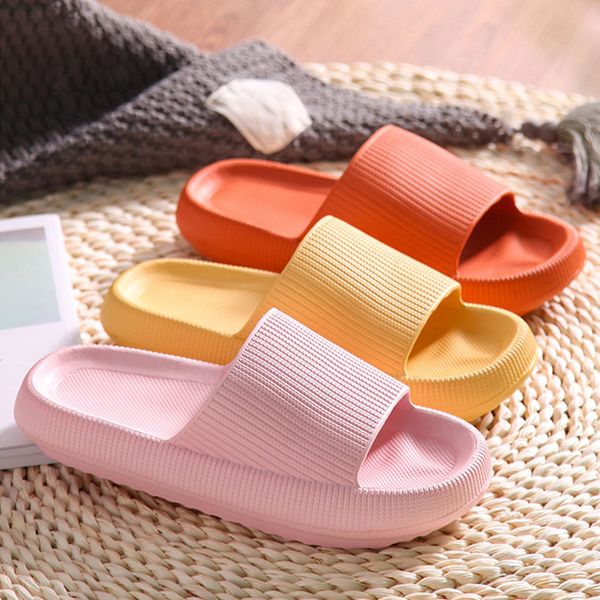

new eva soft slippers couple home sandals household pool slipper beach casual shoes bathroom shower non-slip slippers y1124, Black