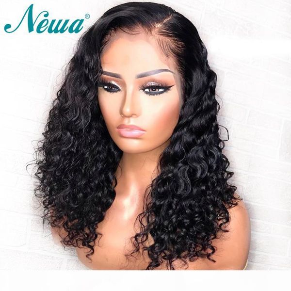 

newa hair 13x4 lace front human hair wigs with baby for black women brazilian remy human lace front wigs pre plucked, Black;brown