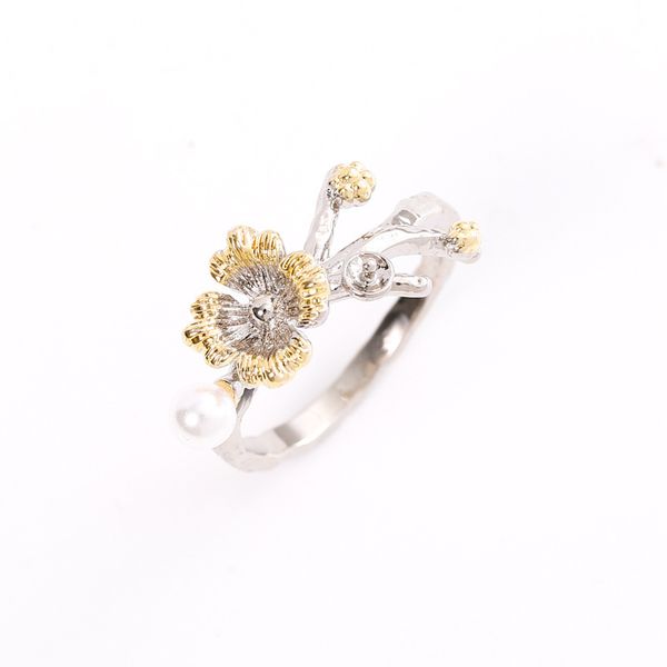 

2020 new hollow starry sky flower simulation zircon inlaid diamond engagement ring mozambique, Golden;silver