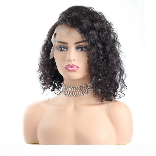 

short bob wigs deep curly bob wig short wig indian deep wave human hair lace front wigs brazilian human hair wigs, Black;brown