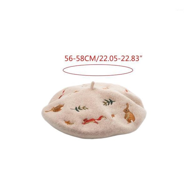 

women winter faux wool beret cap cartoon squirrel embroidery painter hat y1qd1, Blue;gray