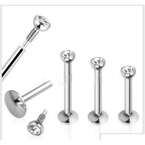 

mix 6/8/10mm wholesales 60pcs/lot fashion stainless steel internally threaded lip piercing labret ring body jewelry tragus bar lybvj, Black