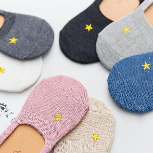 

boat socks women's cotton shallow socks college korean spring and summer thin socks solid color anti-skid five-pointed s qyleqr, Black