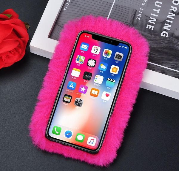

3d colorful warm rabbit fur fluffy phone case for iphone11 se2020 6 6s 7 8 plus x xs 11pro max xr protective jllnef allguy