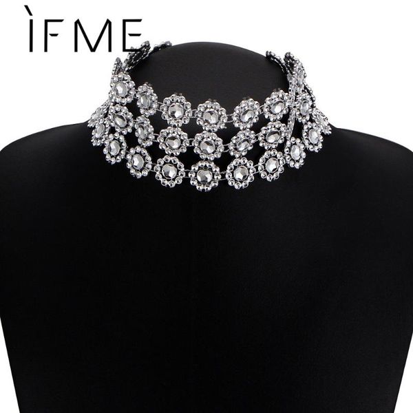 

chokers 2021 fashion 3 layers cubic zirconia flower necklaces for woman necklace silver color crystal jewelry gifts, Golden;silver