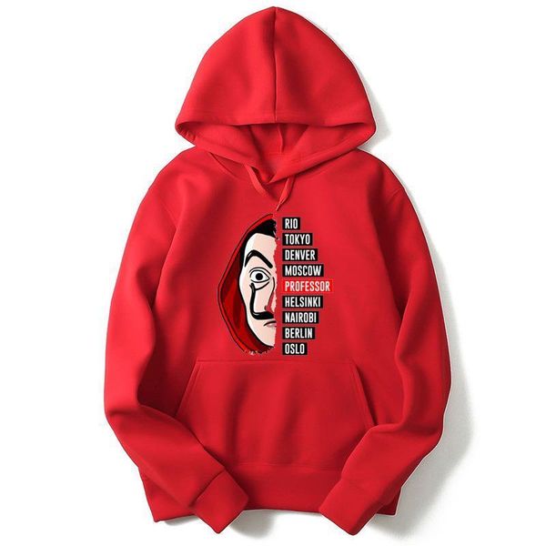 

la casa de papel мужская повседневная толстовка для толстовки sudadera hombre толстовка мужчин женщины хип-хоп японские толстовки, Black