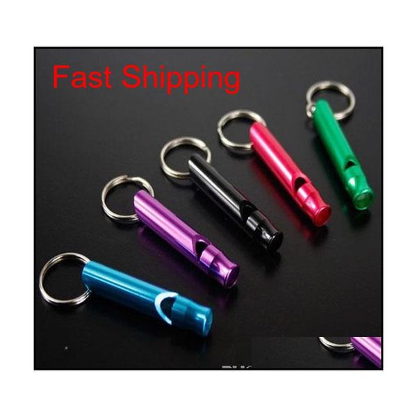 

multicolor aluminum alloy mini whistle keychain for outdoor emergency survival safety sport camping hunting dog trainning ocykv