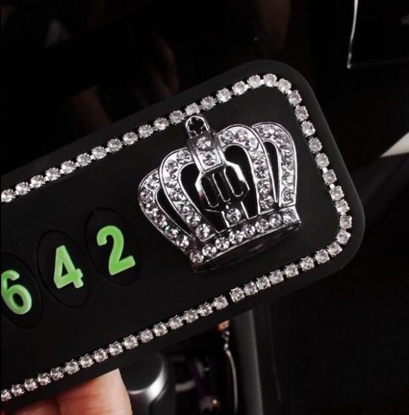 

luminous crown crystal silica gel car temporary parking card diamond phone number card plate car accessories ornament h bbywtn packing2010