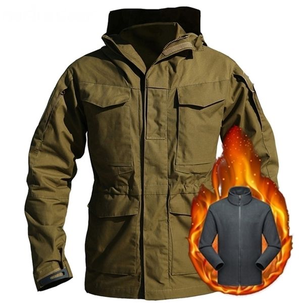 M65 UK US inverno pile caldo giacche uomo giacca impermeabile esterna militare escursionismo campeggio cappotto con cappuccio sportivo abbigliamento antivento 201114