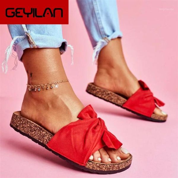 

slippers 2021 shoes woman for women beach bow slip on sandals summer footwear flat female plus size1, Black