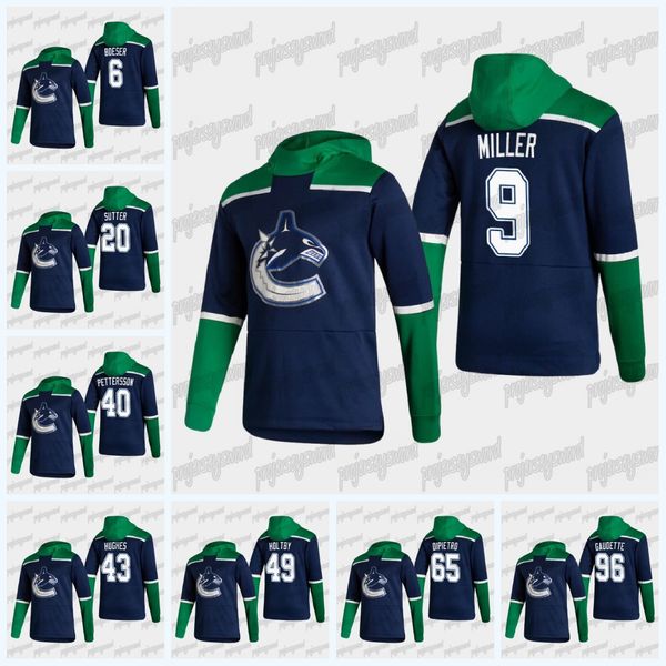 

vancouver canucks 2021 reverse retro pullover hoodie j.t. miller braden holtby alexander edler brandon sutter jordie benn jake virtanen, Black;red