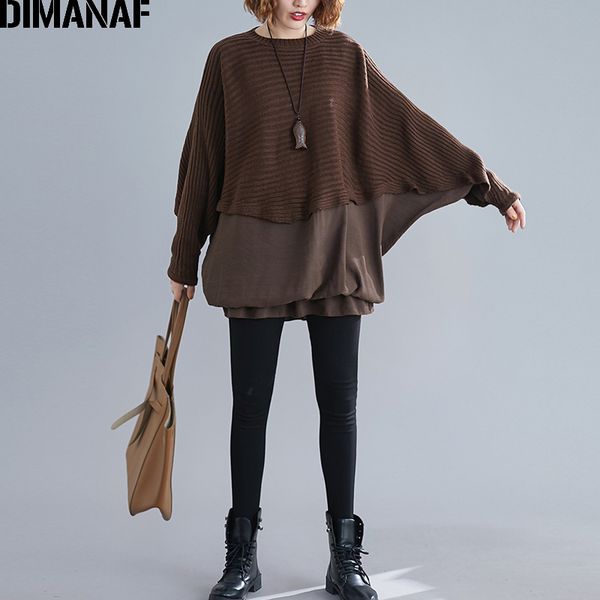 

dimanaf oversize autumn women sweater knitting pullovers plus size female lady fashion casual batwing sleeve basic clothing lj201113, White;black