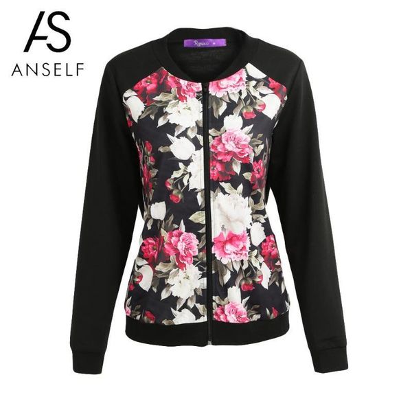 

anself autumn winter baseball jacket women floral print 5xl plus size jackets coat zipper long sleeve bomber jacket streetwear, Black;brown