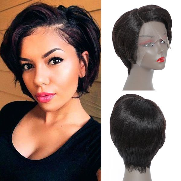 

pixie cut wig human hair bob short wig human hair wigs for black women t part lace wig human hair pre plucked remy