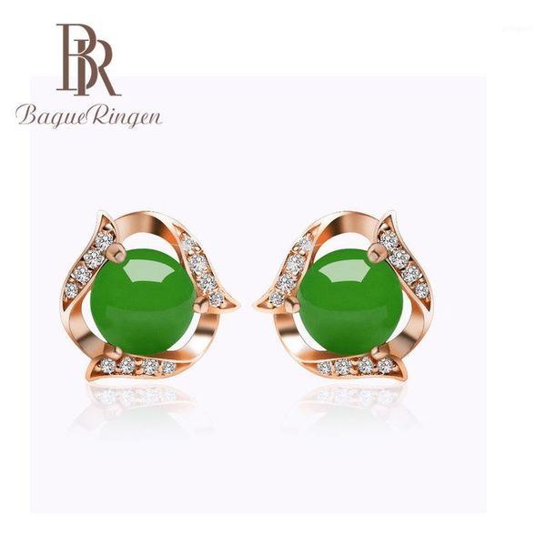 

stud begua ringen arrival fashion silver 925 jewelry with green created emerald earrings for women wholesale1, Golden;silver