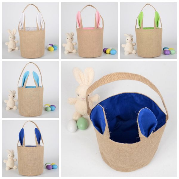 

burlap easter baskets personalized easter bunny buckets bunny ears bucket gift bag egg organizer 5 colors dw1981