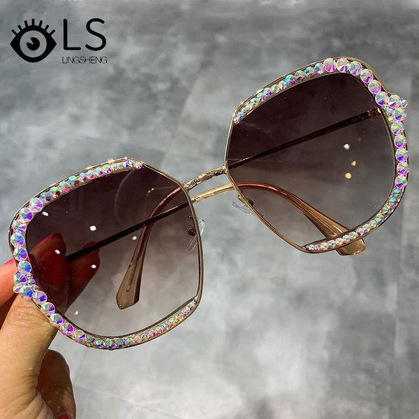 

LS Newest Square Elegant Sunglasses Women Designer Diamond Sun Glasses Female Ladies Vintage Shades Eyewear YJ048, White;black