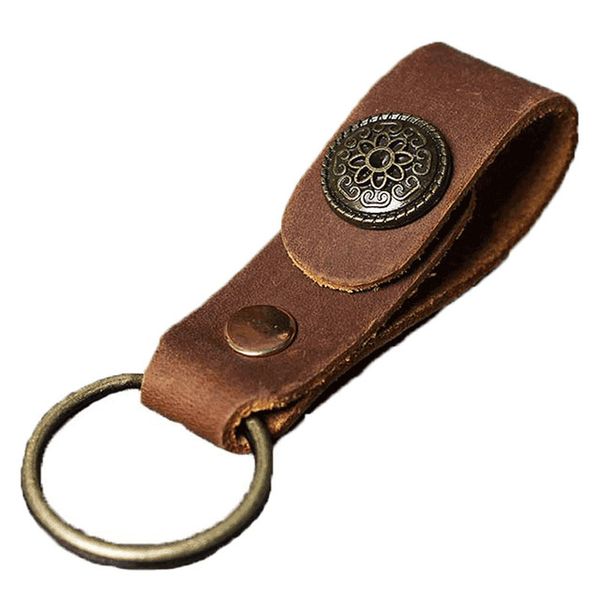 

aetoo original personality handmade pendant key wallet retro leather ring leather bronze buckle key wallets men and women, Red;blue