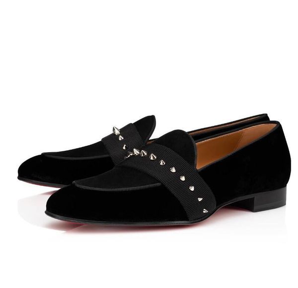 

elegant brand gentleman business party dress loafers fashion red bottom men's oxford walking slip on nit night spikes red sole shoes eu, Black