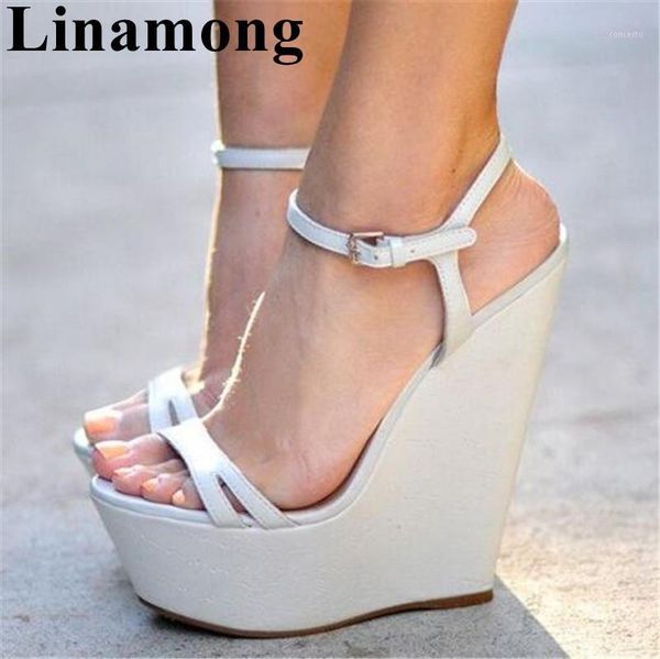 

summer white women shoes wedges platform thin high heel and open toe buckle strap sample fashion women sandals1, Black