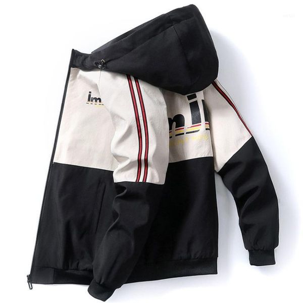 

men's casual bomber jacket men autumn 2020 new hooded baseball streetwear handsome printed coat male fashion windbreaker jackets1, Black;brown