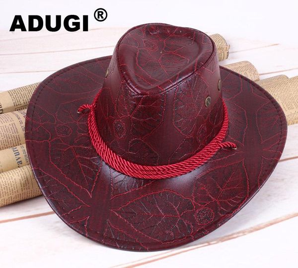 

cloches adugi summer american style big western cowboy hat straw knight leather outdoor sun men and women breathable, Blue;gray