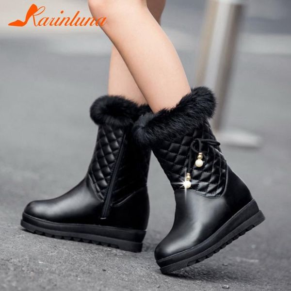 

2021 new fashionable leisure women shoes lace-up round toe zip up ankle boots short plush big size 43 platform ladies shoes, Black