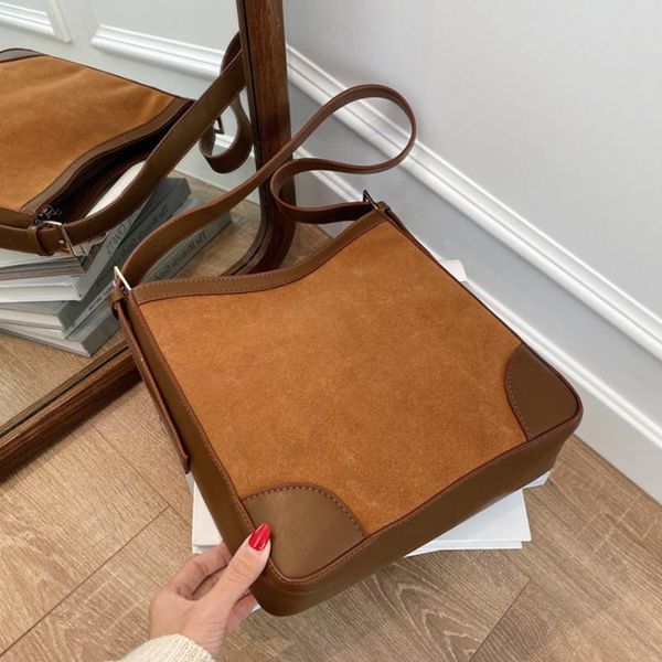 

cross body vintage women's bag solid bucket patchwork shoulder pu ladies bags large capacity for women 2021