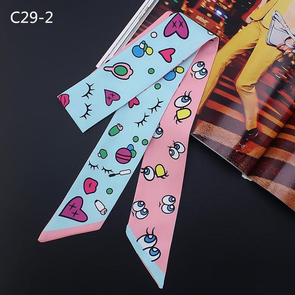 

2020 new women skinny scarf fashion print small ribbon hand bag scarfs tie brand lady hair neck scarves band wmtacj bdesybag, Blue;gray
