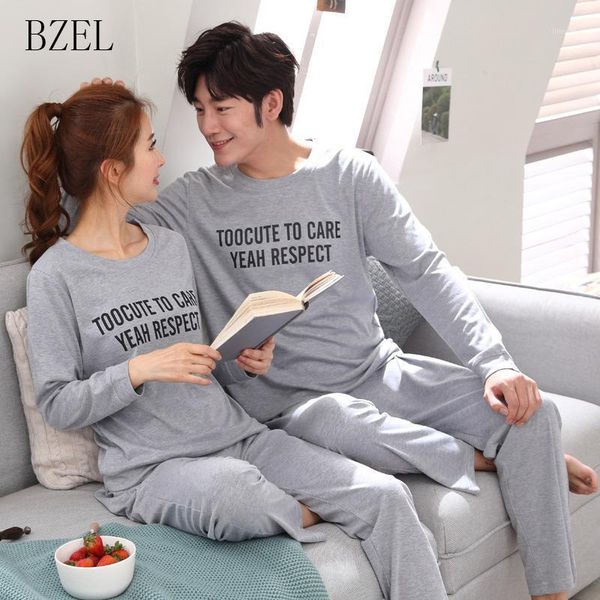 

bzel couple pajama sets cotton pijamas letter sleepwear his-and-her home suit pyjama for lover man woman lovers' clothes -3xl1, Black;red