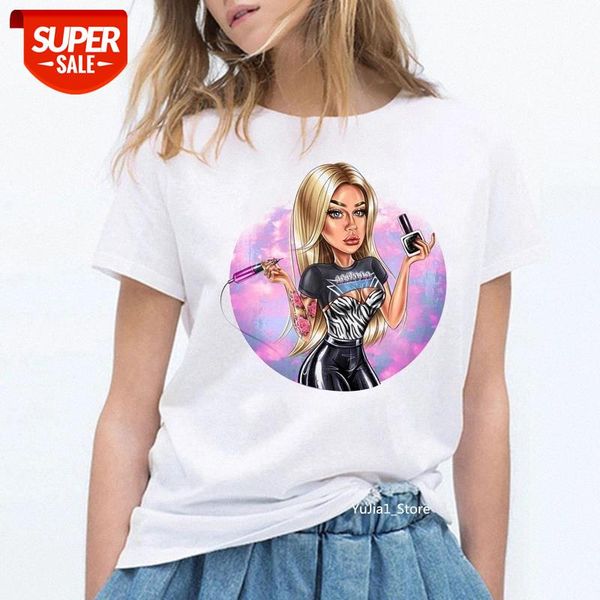 

zogankin femme manicure shop work clothes summer vogue nail art print t shirt women funny white t-shirt personalized tshirt #md6n