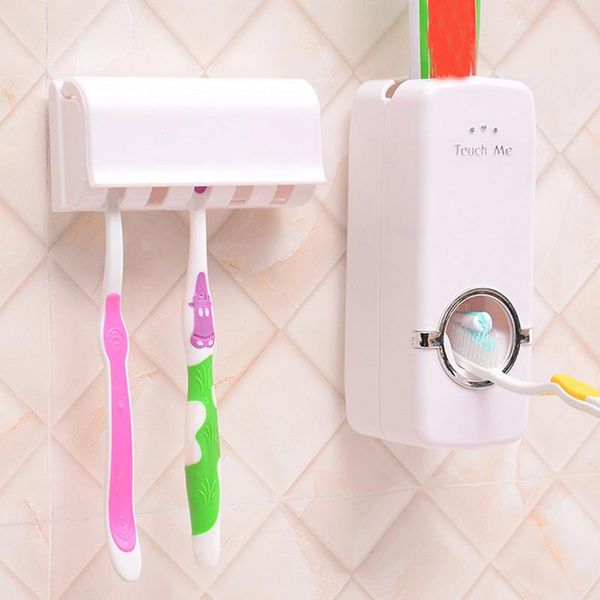 

bathroom accessories set toothbrush holder automatic toothpaste dispenser holder toothbrush wall mount rack bathroom tools set