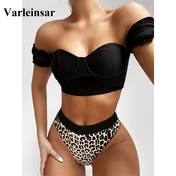 

black off shoulder bra swimsuit high waist bikini women swimwear two-pieces bikini set bather bathing suit swim v1847 t200509, White;black