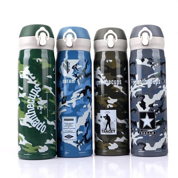 

горячие 500 мл военный изолированный камуфляж вакуумной колбы молочко кофе термос чашки из нержавеющей стали бутылка воды путешествия чай кр