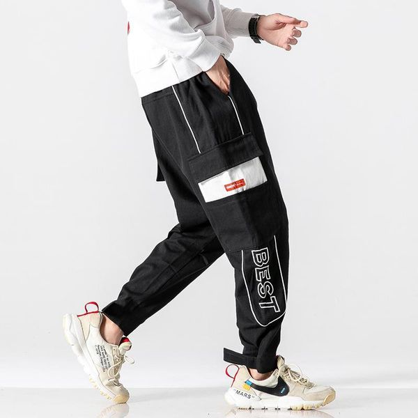 

men's comfortable autumn will code nothing trend embroidery hit color work clothes pants male streetwear hip hop punk pant1, Black