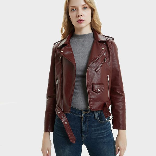 

faux leather pu jacket women spring autumn fashion motorcycle jacket black faux leather coats outerwear coat hot