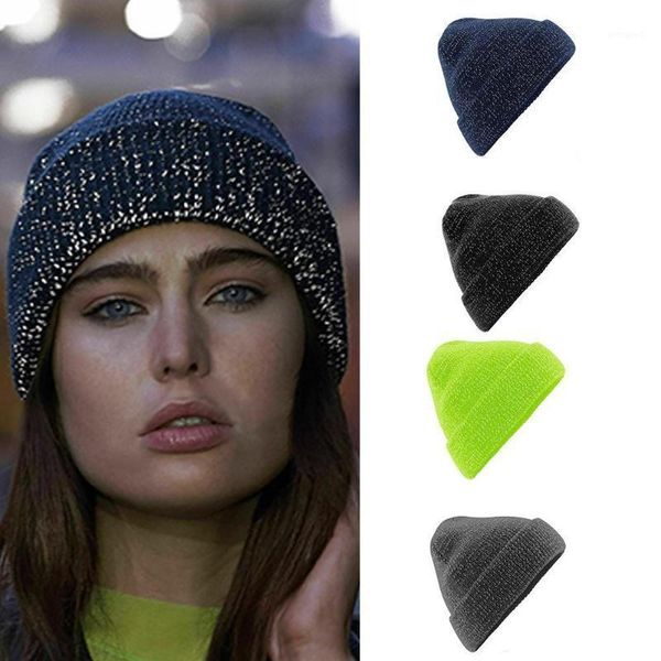 

beanie/skull caps fashion reflective beanie hat knitted wool autumn for men winter keep women and warm p2y41, Blue;gray