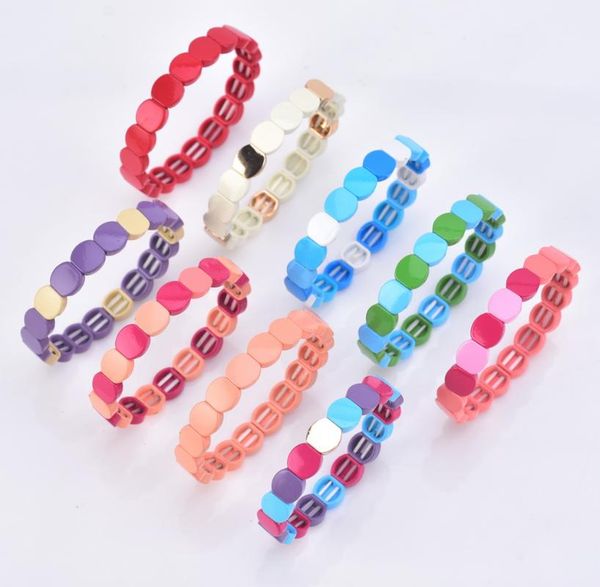 

2020 high polished rainbow tile bead bracelet enamel stretch bracelet, Black