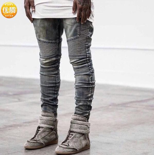 

new autumn winter retro hole jeans men ankle-length pants cotton denim trouser male plus size denim pant1, Blue