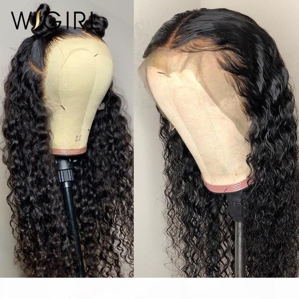 

wigirl brazilian water curly 360 lace front human hair wigs 26 28 30inch deep wave long frontal wig for black women, Black;brown